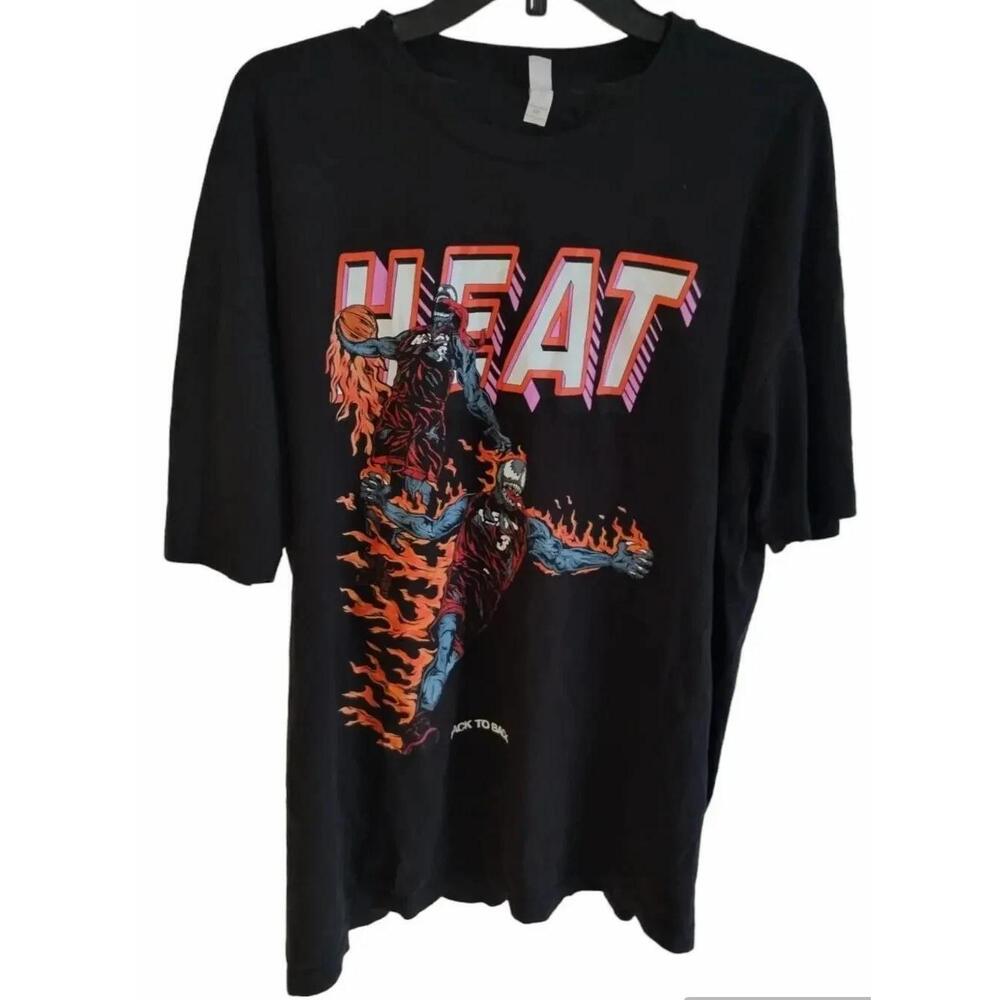 Lebron James Dwyane Wade Marvel Venom Miami Heat Tee T-Shirt  Rare Black